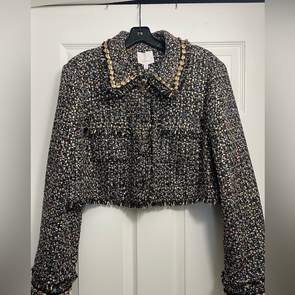 Cinq A Sept Women's Odette Tweed Crop Jacket - SZ 16 - Picture 4 of 8